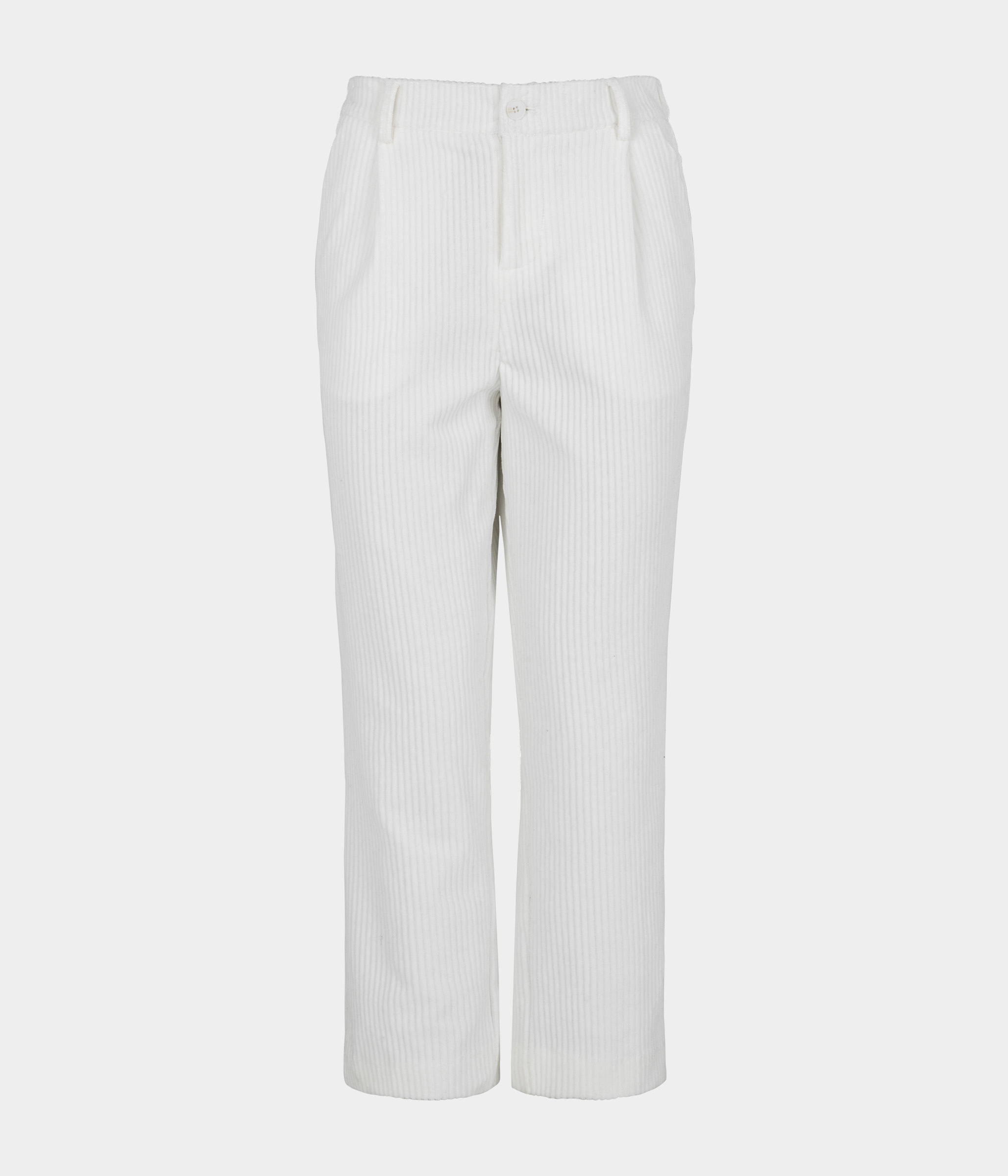 Stribet Velour Buks Hvid